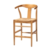 bali & pari Fika Counter Stool with Woven Seagrass Seat - Handwoven Wicker Stool with Arms and Wishbone Backrest, Boho Coastal Seating for Kitchen Island or Dining Counter Baxton Studio restaurant furniture, hotel furniture, commercial furniture, wholesale bar furniture, wholesale counter stools, classic counter stools