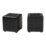 Baxton Studio Siskal Black Modern Cube Ottoman (Set of 2) Tully Brown Twill 3-Piece Modern Fabric Sofa Set, wholesale furniture, restaurant furniture, hotel furniture, commercial furniture