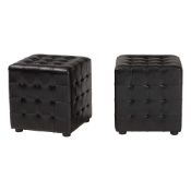 Baxton Studio Siskal Dark Brown Modern Cube Ottoman (Set of 2) Bourke Tan Leather Modern Club Chair, wholesale furniture, restaurant furniture, hotel furniture, commercial furniture