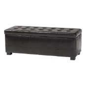 Baxton Studio Dark Brown Full Leather Storage Bench Ottoman with Dimples Black Full Leather Storage Bench Ottoman with Dimples wholesale, wholesale furniture, restaurant furniture, hotel furniture, commercial furniture
