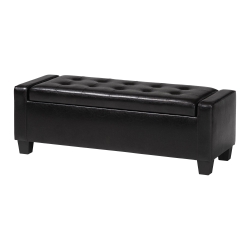 Baxton Studio Manchester Ottoman Ottoman, Storage, Contemporary, Dark Brown, Bonded Leather, Wood Frame