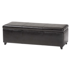 Baxton Studio Dark Brown Full Leather Storage Bench Ottoman with Stitching Dark Brown Full Leather Storage Bench Ottoman with Stitching wholesale, wholesale furniture, restaurant furniture, hotel furniture, commercial furniture