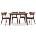 Baxton Studio Sumner Mid-Century Style "Walnut" Brown  5-Piece Dining SetOne (1) Dining Table, Four (4) Dining Chairs - RT331-TBL-CHR