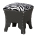 Baxton Studio Sally Modern and Contemporary Zebra-print Patterned Fabric Brown Faux Leather Upholstered Accent Stool with Nail heads - WS-B1212-Brown