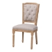 Baxton Studio Estelle  Chic Rustic French Country Cottage Weathered Oak Beige Fabric Button-tufted Upholstered Dining Chair - TSF-9341