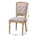Baxton Studio Estelle  Chic Rustic French Country Cottage Weathered Oak Beige Fabric Button-tufted Upholstered Dining Chair - TSF-9341