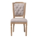 Baxton Studio Estelle  Chic Rustic French Country Cottage Weathered Oak Beige Fabric Button-tufted Upholstered Dining Chair - TSF-9341