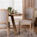 Baxton Studio Estelle  Chic Rustic French Country Cottage Weathered Oak Beige Fabric Button-tufted Upholstered Dining Chair - TSF-9341