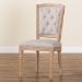 Baxton Studio Estelle  Chic Rustic French Country Cottage Weathered Oak Beige Fabric Button-tufted Upholstered Dining Chair - TSF-9341