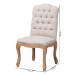 Baxton Studio Hudson Chic Rustic French Country Cottage Weathered Oak Beige Fabric Button-tufted Upholstered Dining Chair - TSF-9342