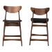Baxton Studio Latina Mid-century Retro Modern Scandinavian Style Black Faux Leather Upholstered Walnut Wood Finishing 24-Inches Counter Stool - Latina Barstool-Black PVC