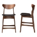 Baxton Studio Latina Mid-century Retro Modern Scandinavian Style Black Faux Leather Upholstered Walnut Wood Finishing 24-Inches Counter Stool - Latina Barstool-Black PVC