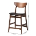 Baxton Studio Latina Mid-century Retro Modern Scandinavian Style Black Faux Leather Upholstered Walnut Wood Finishing 24-Inches Counter Stool - Latina Barstool-Black PVC