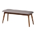 Baxton Studio Flora Mid-Century Modern Light Grey Fabric and "Oak" Medium Brown Finishing Wood Dining Bench - Flora-Medium Oak-Bench
