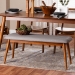 Baxton Studio Flora Mid-Century Modern Light Grey Fabric and "Oak" Medium Brown Finishing Wood Dining Bench - Flora-Medium Oak-Bench