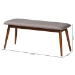 Baxton Studio Flora Mid-Century Modern Light Grey Fabric and "Oak" Medium Brown Finishing Wood Dining Bench - Flora-Medium Oak-Bench