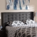 Baxton Studio Ginaro Modern And Contemporary Dark Grey Fabric Button-Tufted Nail head King Size Winged Headboard - BBT6627-Dark Grey-King HB
