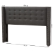 Baxton Studio Ginaro Modern And Contemporary Dark Grey Fabric Button-Tufted Nail head King Size Winged Headboard - BBT6627-Dark Grey-King HB