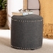 Baxton Studio Rosine Modern and Contemporary Dark Grey Fabric Upholstered Nail Trim Ottoman - 1708-Gray