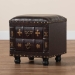 Baxton Studio Charlier Rustic Antique Inspired Dark Brown Faux Leather Upholstered Wood Storage Ottoman with Book Spine Drawer - HY2A487-Black-Otto