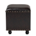 Baxton Studio Charlier Rustic Antique Inspired Dark Brown Faux Leather Upholstered Wood Storage Ottoman with Book Spine Drawer - HY2A487-Black-Otto