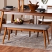Baxton Studio Flora II Mid-Century Modern Light Grey Fabric Upholstered Medium Oak Finished Wood Dining Bench - Flora2-Light Grey/Medium Oak-Bench