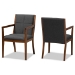 Baxton Studio Theresa Mid-Century Modern Dark Grey Fabric Upholstered and Walnut Brown Finished Wood Living Room Accent Chair (Set of 2) - BBT5390-Dark Grey/Walnut-CC