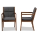 Baxton Studio Theresa Mid-Century Modern Dark Grey Fabric Upholstered and Walnut Brown Finished Wood Living Room Accent Chair (Set of 2) - BBT5390-Dark Grey/Walnut-CC