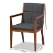 Baxton Studio Theresa Mid-Century Modern Dark Grey Fabric Upholstered and Walnut Brown Finished Wood Living Room Accent Chair (Set of 2) - BBT5390-Dark Grey/Walnut-CC