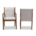 Baxton Studio Theresa Mid-Century Modern Greyish Beige Fabric Upholstered and Walnut Brown Finished Wood Living Room Accent Chair (Set of 2) - BBT5390-Greyish Beige/Walnut-CC
