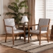 Baxton Studio Theresa Mid-Century Modern Greyish Beige Fabric Upholstered and Walnut Brown Finished Wood Living Room Accent Chair (Set of 2) - BBT5390-Greyish Beige/Walnut-CC