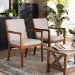 Baxton Studio Theresa Mid-Century Modern Greyish Beige Fabric Upholstered and Walnut Brown Finished Wood Living Room Accent Chair (Set of 2) - BBT5390-Greyish Beige/Walnut-CC