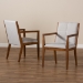 Baxton Studio Theresa Mid-Century Modern Greyish Beige Fabric Upholstered and Walnut Brown Finished Wood Living Room Accent Chair (Set of 2) - BBT5390-Greyish Beige/Walnut-CC
