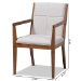 Baxton Studio Theresa Mid-Century Modern Greyish Beige Fabric Upholstered and Walnut Brown Finished Wood Living Room Accent Chair (Set of 2) - BBT5390-Greyish Beige/Walnut-CC