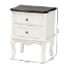 Baxton Studio Darlene Classic and Traditional French White and Cherry Brown Finished Wood 2-Drawer End Table - JY-132054-2 DW ET