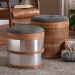 Baxton Studio Caleb Modern Grey Fabric and Alligator Faux Leather 2-Piece Storage Ottoman Set - R87R504-2PC Otto Set
