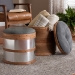 Baxton Studio Caleb Modern Grey Fabric and Alligator Faux Leather 2-Piece Storage Ottoman Set - R87R504-2PC Otto Set