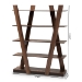 Baxton Studio Michio Modern and Contemporary Walnut Brown Finished 5-Tier Wood Geometric Living Room Display Shelf - SEDV50140-Columbia-Shelf