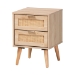 Baxton Studio Baird Mid-Century Modern Light Oak Brown Finished Wood and Rattan 2-Drawer End Table - SR196128-Rattan-ET