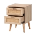 Baxton Studio Baird Mid-Century Modern Light Oak Brown Finished Wood and Rattan 2-Drawer End Table - SR196128-Rattan-ET