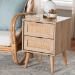 Baxton Studio Baird Mid-Century Modern Light Oak Brown Finished Wood and Rattan 2-Drawer End Table - SR196128-Rattan-ET