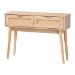 Baxton Studio Baird Mid-Century Modern Light Oak Brown Finished Wood and Rattan 2-Drawer Console Table - SR191632-Rattan-Console