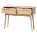 Baxton Studio Baird Mid-Century Modern Light Oak Brown Finished Wood and Rattan 2-Drawer Console Table - SR191632-Rattan-Console
