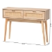 Baxton Studio Baird Mid-Century Modern Light Oak Brown Finished Wood and Rattan 2-Drawer Console Table - SR191632-Rattan-Console