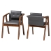Baxton Studio Marcena Mid-Century Modern Grey Imitation Leather Upholstered and Walnut Brown Finished Wood 2-Piece Dining Chair Set - RDC828-Grey/Walnut-DC