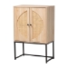 Baxton Studio Ardon Bohemian Light Brown Finished Wood and Black Metal 2-Door Storage Cabinet with Natural Rattan - MUS-003-Natural/Black