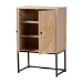 Baxton Studio Ardon Bohemian Light Brown Finished Wood and Black Metal 2-Door Storage Cabinet with Natural Rattan - MUS-003-Natural/Black