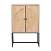 Baxton Studio Ardon Bohemian Light Brown Finished Wood and Black Metal 2-Door Storage Cabinet with Natural Rattan - MUS-003-Natural/Black