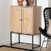 Baxton Studio Ardon Bohemian Light Brown Finished Wood and Black Metal 2-Door Storage Cabinet with Natural Rattan - MUS-003-Natural/Black