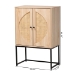 Baxton Studio Ardon Bohemian Light Brown Finished Wood and Black Metal 2-Door Storage Cabinet with Natural Rattan - MUS-003-Natural/Black